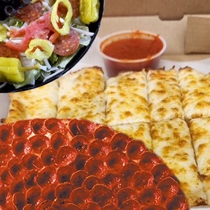 $5 off Large Pizza, Family Salad, Dunker